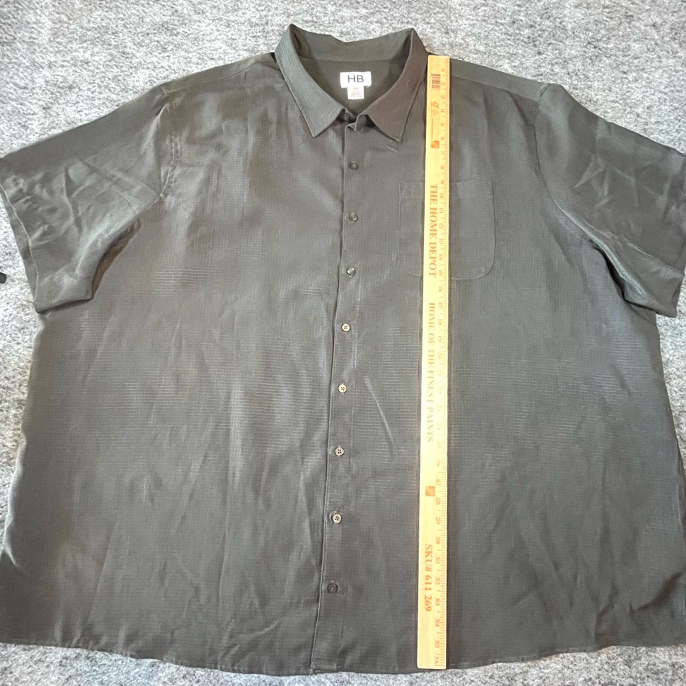 HB Button Down Shirt Mens 5XL Charcoal Gray Short Sleeve Big & Tall Lightweight - Picture 11 of 11